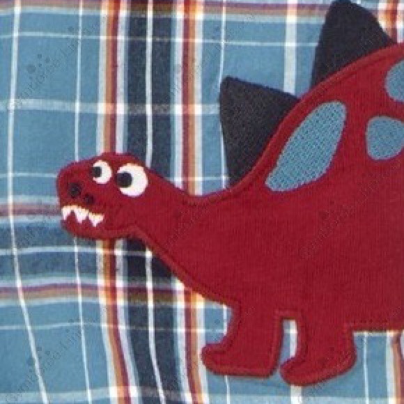 Gymboree Blue Dinosaur Plaid Button Down Long Sleeved Shirt, Toddler Size 2T. - Picture 4 of 9